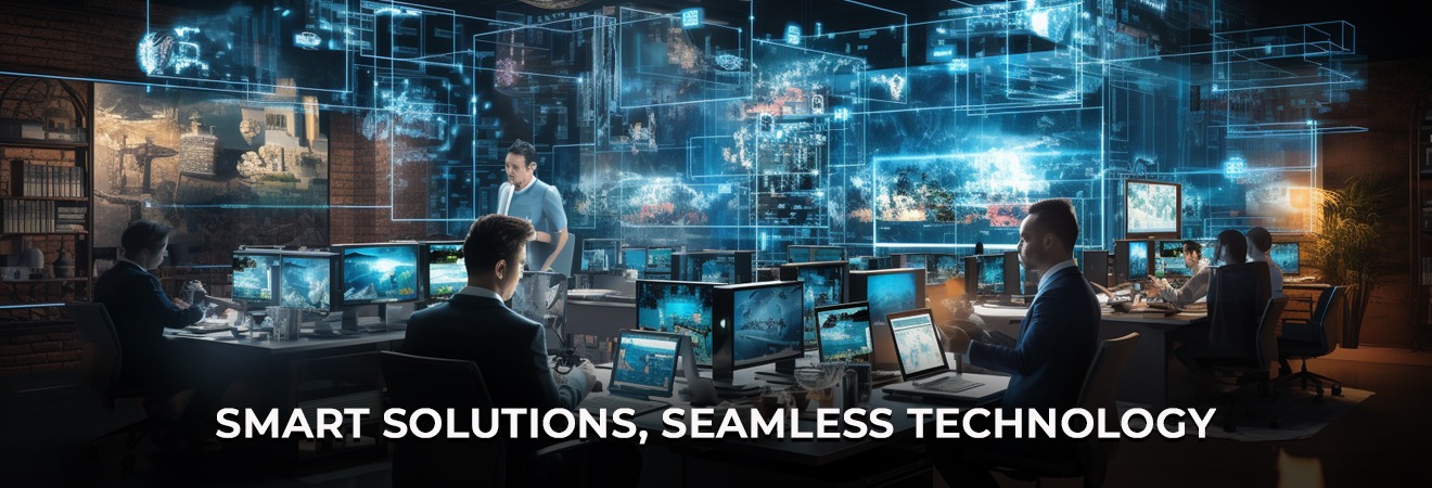 Employees using modern computer software in an office environment representing IT services in Chennai.