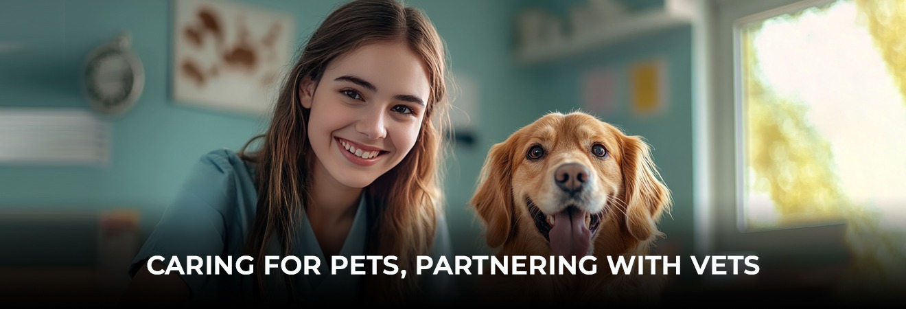 Pet owner holding their pet expressing care and comfort supported by the nearest veterinary hospital.